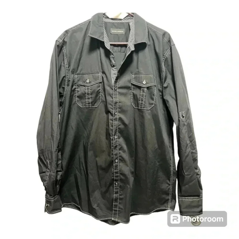 Michael Brandon Shirt Mens Snap Long Sleeve